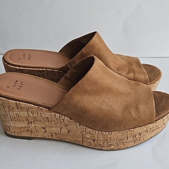 Brown Cork Wedge Heel Sandals by a new day 8.5 - Picture 3 of 4